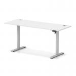 Air Lite 1600 x 600mm Height Adjustable Office Desk White Top Cable Ports Silver Leg HA03906