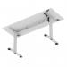 Air Lite 1600 x 600mm Height Adjustable Office Desk White Top Cable Ports Silver Leg HA03906