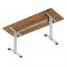 Air Lite 1600 x 600mm Height Adjustable Office Desk Walnut Top Cable Ports Silver Leg HA03907