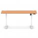 Air Lite 1600 x 600mm Height Adjustable Office Desk Beech Top Cable Ports White Leg HA03908