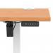 Air Lite 1600 x 600mm Height Adjustable Office Desk Beech Top Cable Ports White Leg HA03908