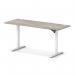 Air Lite 1600 x 600mm Height Adjustable Office Desk Grey Oak Top Cable Ports White Leg HA03910