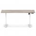 Air Lite 1600 x 600mm Height Adjustable Office Desk Grey Oak Top Cable Ports White Leg HA03910