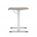 Air Lite 1600 x 600mm Height Adjustable Office Desk Grey Oak Top Cable Ports White Leg HA03910