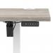 Air Lite 1600 x 600mm Height Adjustable Office Desk Grey Oak Top Cable Ports White Leg HA03910