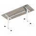 Air Lite 1600 x 600mm Height Adjustable Office Desk Grey Oak Top Cable Ports White Leg HA03910