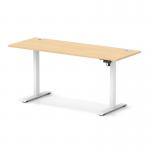 Air Lite 1600 x 600mm Height Adjustable Office Desk Maple Top Cable Ports White Leg HA03911