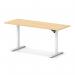 Air Lite 1600 x 600mm Height Adjustable Office Desk Maple Top Cable Ports White Leg HA03911