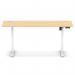 Air Lite 1600 x 600mm Height Adjustable Office Desk Maple Top Cable Ports White Leg HA03911