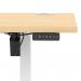 Air Lite 1600 x 600mm Height Adjustable Office Desk Maple Top Cable Ports White Leg HA03911