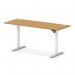 Air Lite 1600 x 600mm Height Adjustable Office Desk Oak Top Cable Ports White Leg HA03912