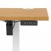 Air Lite 1600 x 600mm Height Adjustable Office Desk Oak Top Cable Ports White Leg HA03912