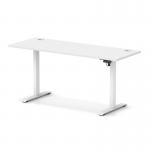 Air Lite 1600 x 600mm Height Adjustable Office Desk White Top Cable Ports White Leg HA03913