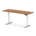 Air Lite 1600 x 600mm Height Adjustable Office Desk Walnut Top Cable Ports White Leg HA03914