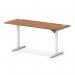 Air Lite 1600 x 600mm Height Adjustable Office Desk Walnut Top Cable Ports White Leg HA03914