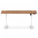 Air Lite 1600 x 600mm Height Adjustable Office Desk Walnut Top Cable Ports White Leg HA03914