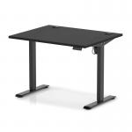 Air Lite 1000 x 800mm Height Adjustable Office Desk Black Top Cable Ports Black Leg HA03916