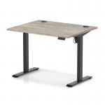 Air Lite 1000 x 800mm Height Adjustable Office Desk Grey Oak Top Cable Ports Black Leg HA03917