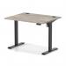 Air Lite 1000 x 800mm Height Adjustable Office Desk Grey Oak Top Cable Ports Black Leg HA03917