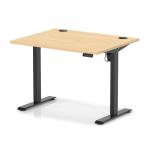 Air Lite 1000 x 800mm Height Adjustable Office Desk Maple Top Cable Ports Black Leg HA03918