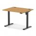 Air Lite 1000 x 800mm Height Adjustable Office Desk Oak Top Cable Ports Black Leg HA03919