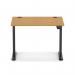 Air Lite 1000 x 800mm Height Adjustable Office Desk Oak Top Cable Ports Black Leg HA03919