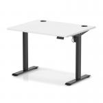 Air Lite 1000 x 800mm Height Adjustable Office Desk White Top Cable Ports Black Leg HA03920