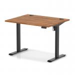 Air Lite 1000 x 800mm Height Adjustable Office Desk Walnut Top Cable Ports Black Leg HA03921