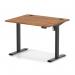 Air Lite 1000 x 800mm Height Adjustable Office Desk Walnut Top Cable Ports Black Leg HA03921