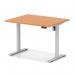 Air Lite 1000 x 800mm Height Adjustable Office Desk Beech Top Cable Ports Silver Leg HA03922