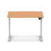 Air Lite 1000 x 800mm Height Adjustable Office Desk Beech Top Cable Ports Silver Leg HA03922