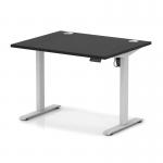 Air Lite 1000 x 800mm Height Adjustable Office Desk Black Top Cable Ports Silver Leg HA03923