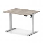 Air Lite 1000 x 800mm Height Adjustable Office Desk Grey Oak Top Cable Ports Silver Leg HA03924