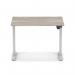 Air Lite 1000 x 800mm Height Adjustable Office Desk Grey Oak Top Cable Ports Silver Leg HA03924