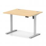 Air Lite 1000 x 800mm Height Adjustable Office Desk Maple Top Cable Ports Silver Leg HA03925