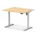 Air Lite 1000 x 800mm Height Adjustable Office Desk Maple Top Cable Ports Silver Leg HA03925
