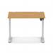 Air Lite 1000 x 800mm Height Adjustable Office Desk Oak Top Cable Ports Silver Leg HA03926