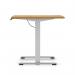 Air Lite 1000 x 800mm Height Adjustable Office Desk Oak Top Cable Ports Silver Leg HA03926