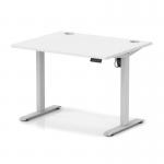 Air Lite 1000 x 800mm Height Adjustable Office Desk White Top Cable Ports Silver Leg HA03927