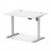 Air Lite 1000 x 800mm Height Adjustable Office Desk White Top Cable Ports Silver Leg HA03927