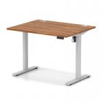 Air Lite 1000 x 800mm Height Adjustable Office Desk Walnut Top Cable Ports Silver Leg HA03928