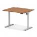 Air Lite 1000 x 800mm Height Adjustable Office Desk Walnut Top Cable Ports Silver Leg HA03928
