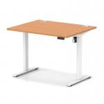 Air Lite 1000 x 800mm Height Adjustable Office Desk Beech Top Cable Ports White Leg HA03929