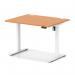 Air Lite 1000 x 800mm Height Adjustable Office Desk Beech Top Cable Ports White Leg HA03929