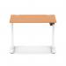 Air Lite 1000 x 800mm Height Adjustable Office Desk Beech Top Cable Ports White Leg HA03929