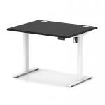Air Lite 1000 x 800mm Height Adjustable Office Desk Black Top Cable Ports White Leg HA03930