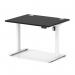 Air Lite 1000 x 800mm Height Adjustable Office Desk Black Top Cable Ports White Leg HA03930