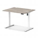 Air Lite 1000 x 800mm Height Adjustable Office Desk Grey Oak Top Cable Ports White Leg HA03931