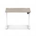 Air Lite 1000 x 800mm Height Adjustable Office Desk Grey Oak Top Cable Ports White Leg HA03931