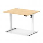 Air Lite 1000 x 800mm Height Adjustable Office Desk Maple Top Cable Ports White Leg HA03932